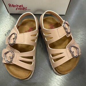 Rachel Shoes Blush Sandals with Heart Accents